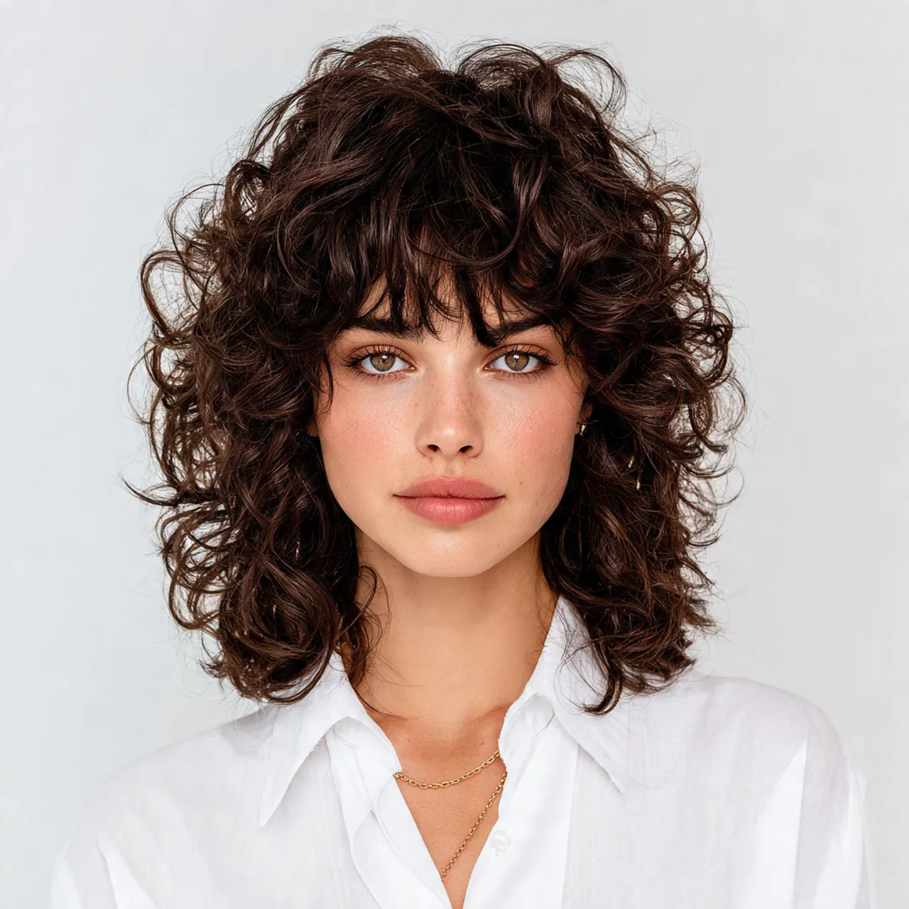 curly wolf cut hairstyle for women voluminous laye
