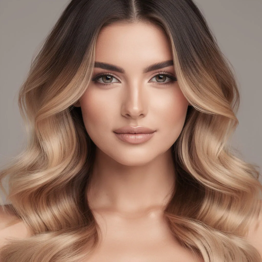 ombre hair color with dark roots transitioning to