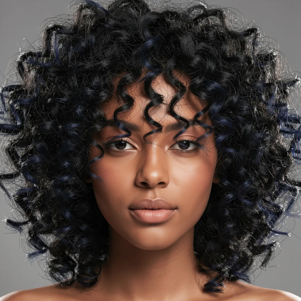 16 Trendy Curly Hair Color Ideas for Every Curl Type 12 portrait of a person with jet black curly hair wit