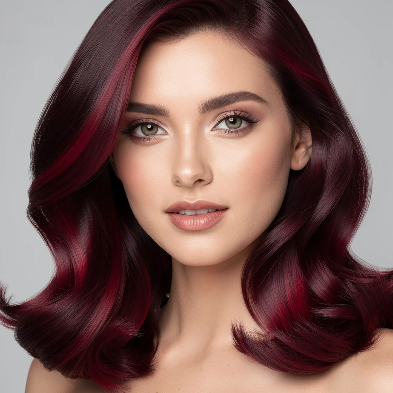 portrait of a person with luxurious burgundy and w