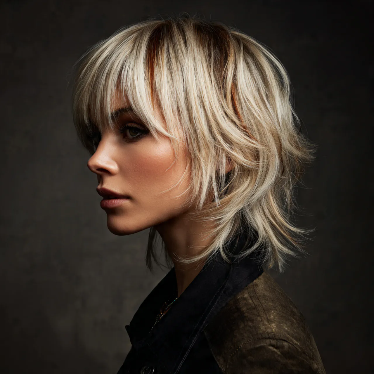 single portrait of a person with a wolf cut hairst 1 2