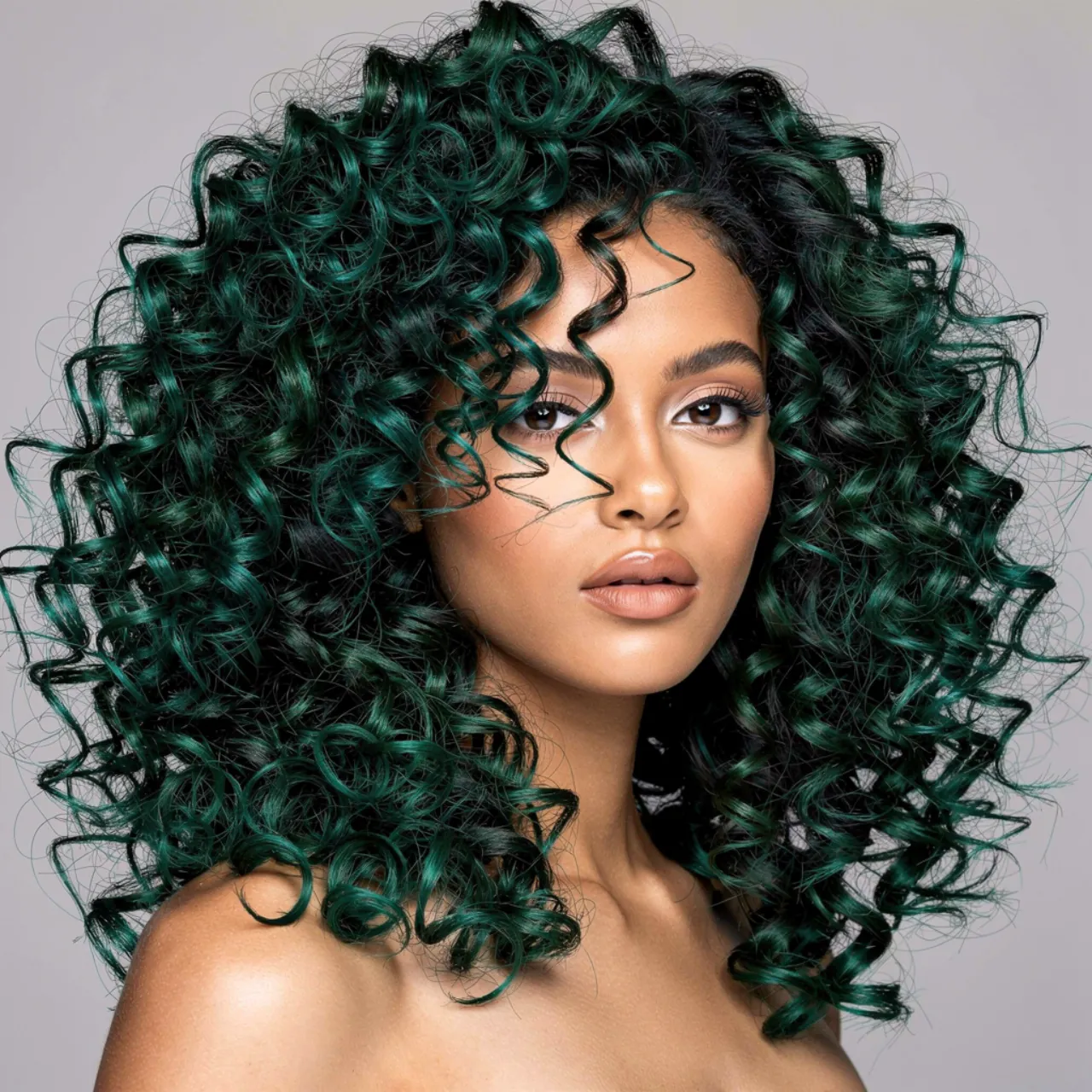 16 Trendy Curly Hair Color Ideas for Every Curl Type 16 single portrait of a person with teal and dark gre