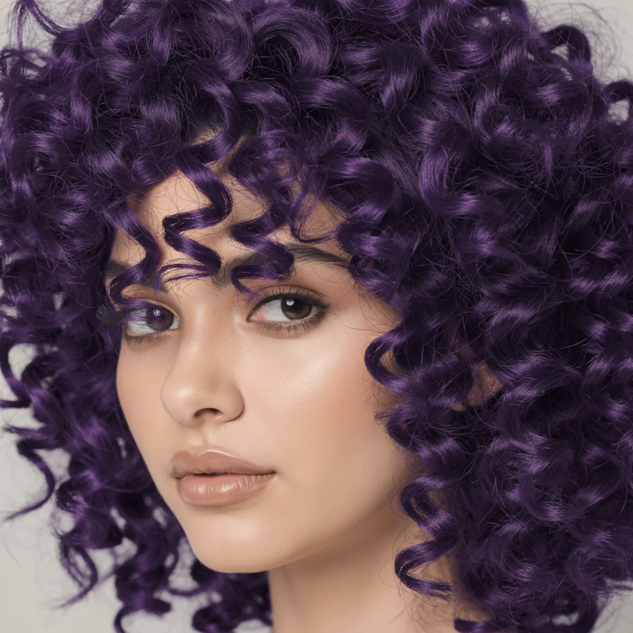16 Trendy Curly Hair Color Ideas for Every Curl Type 13 single portrait of a person with vivid purple curl