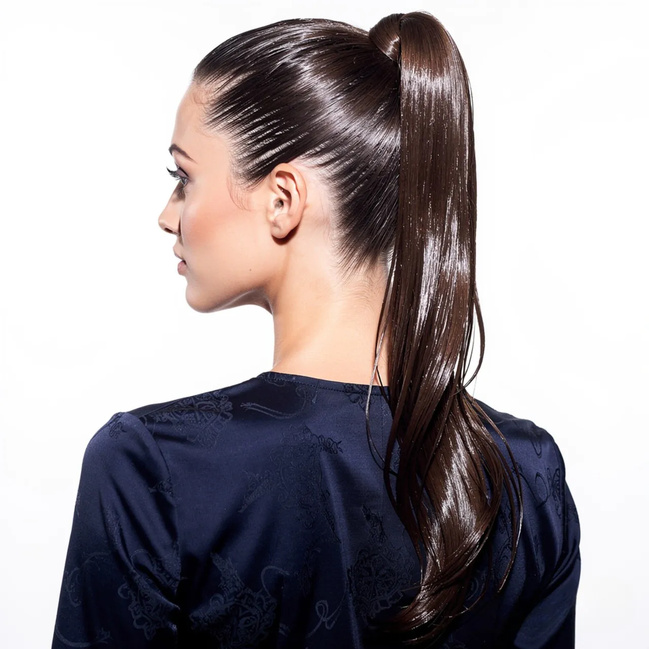 Fancy Ponytail Hairstyles: 15 Trendy Ideas that You’ll Love 15 square portrait focus on hair wet look fancy ponyt