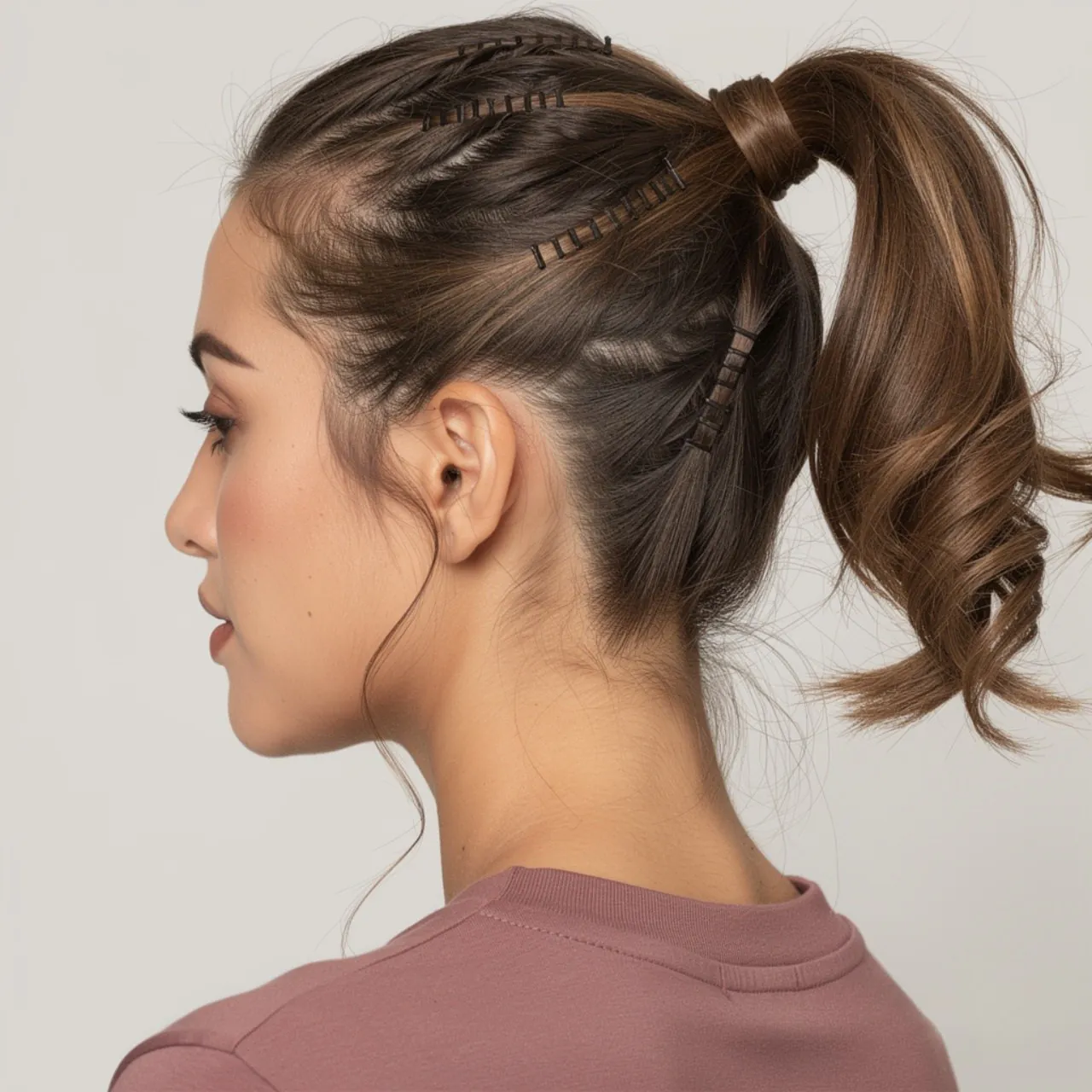 square portrait focusing on hair mini clipped pony