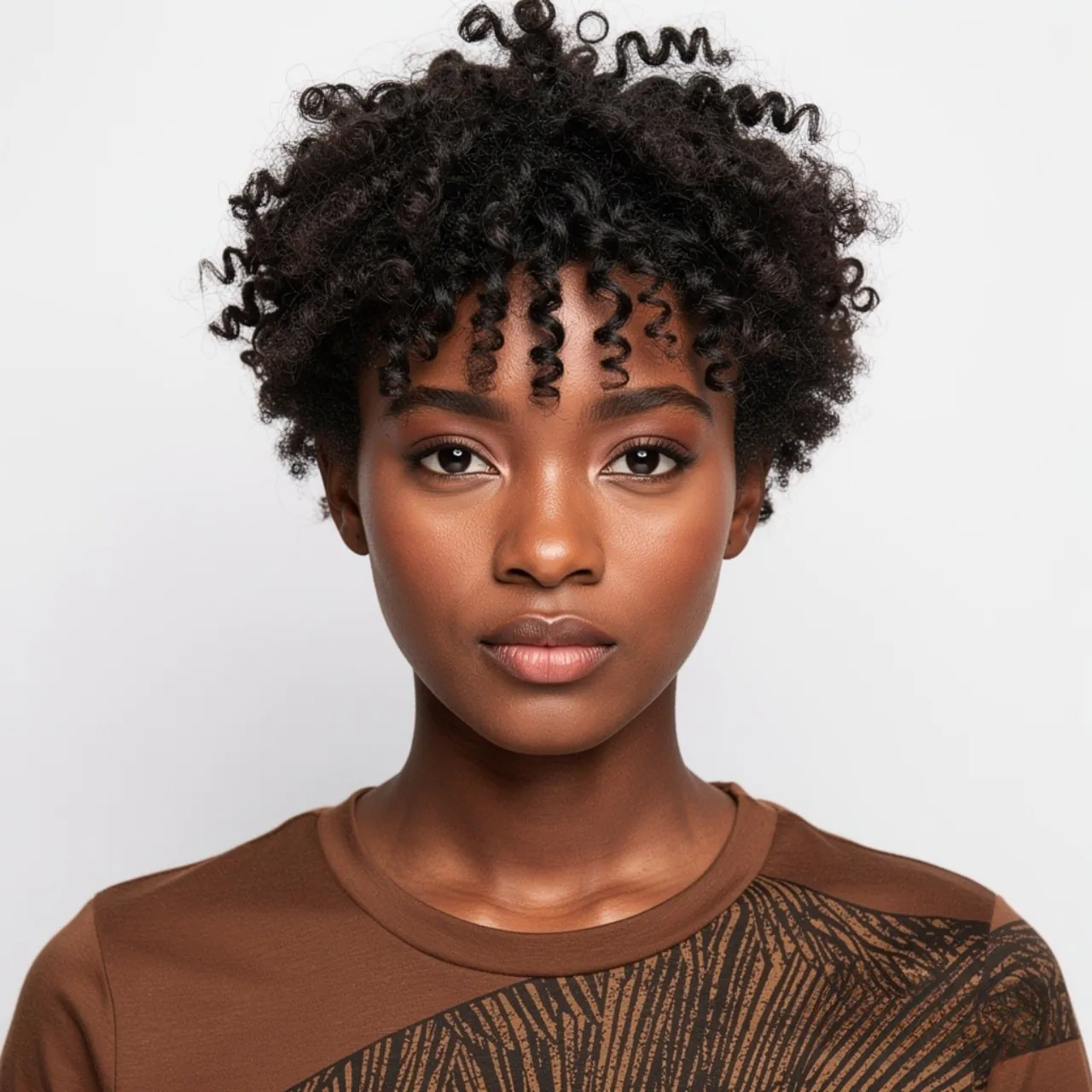 square portrait of a black woman with a twist out
