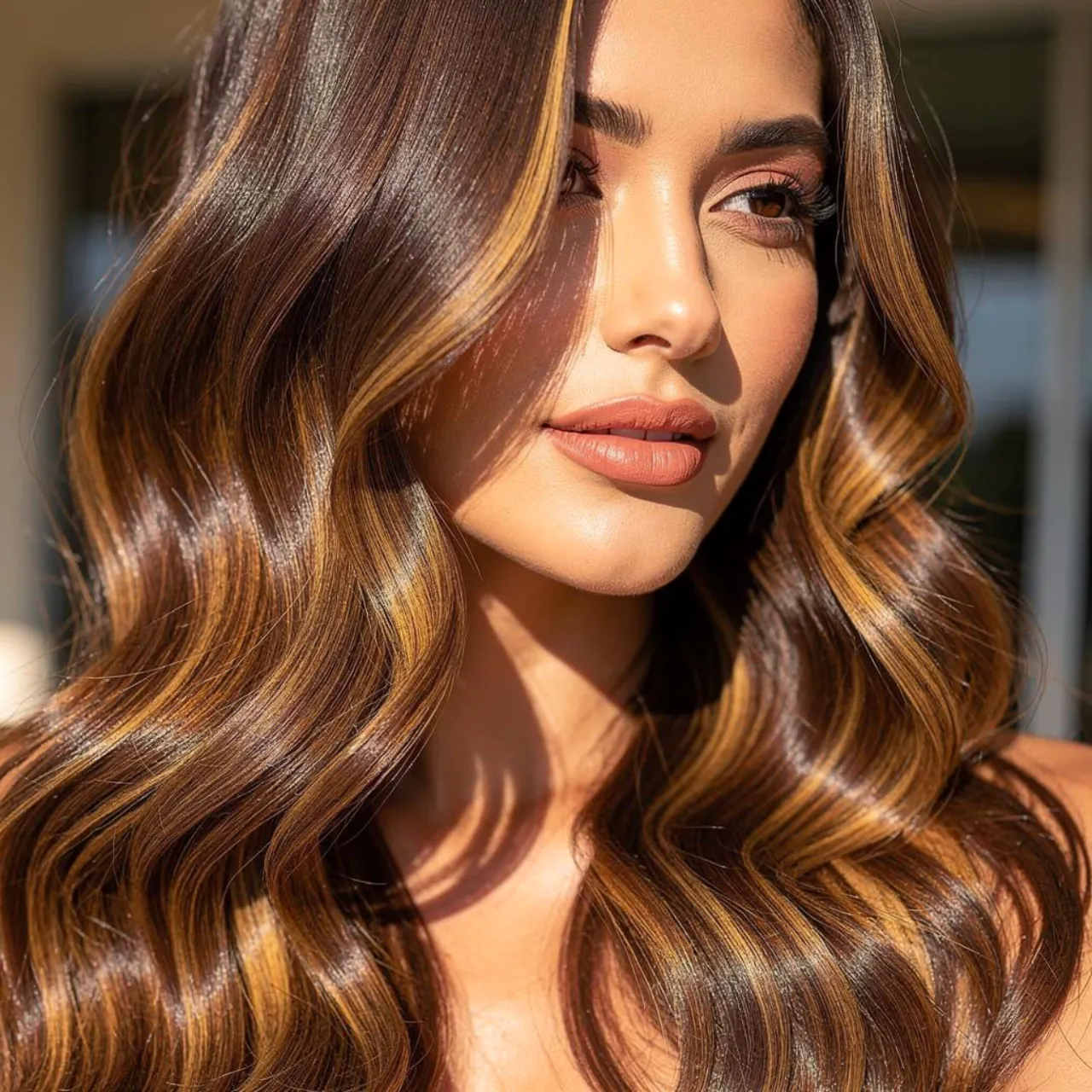 sun kissed highlights hair color single portrait b