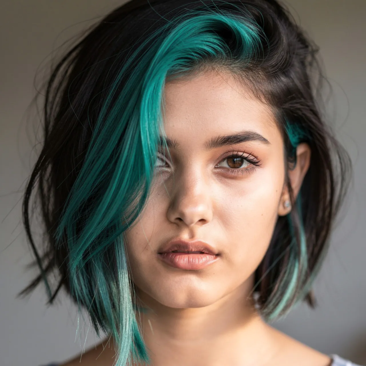 teal peekaboo style hair color single picture high