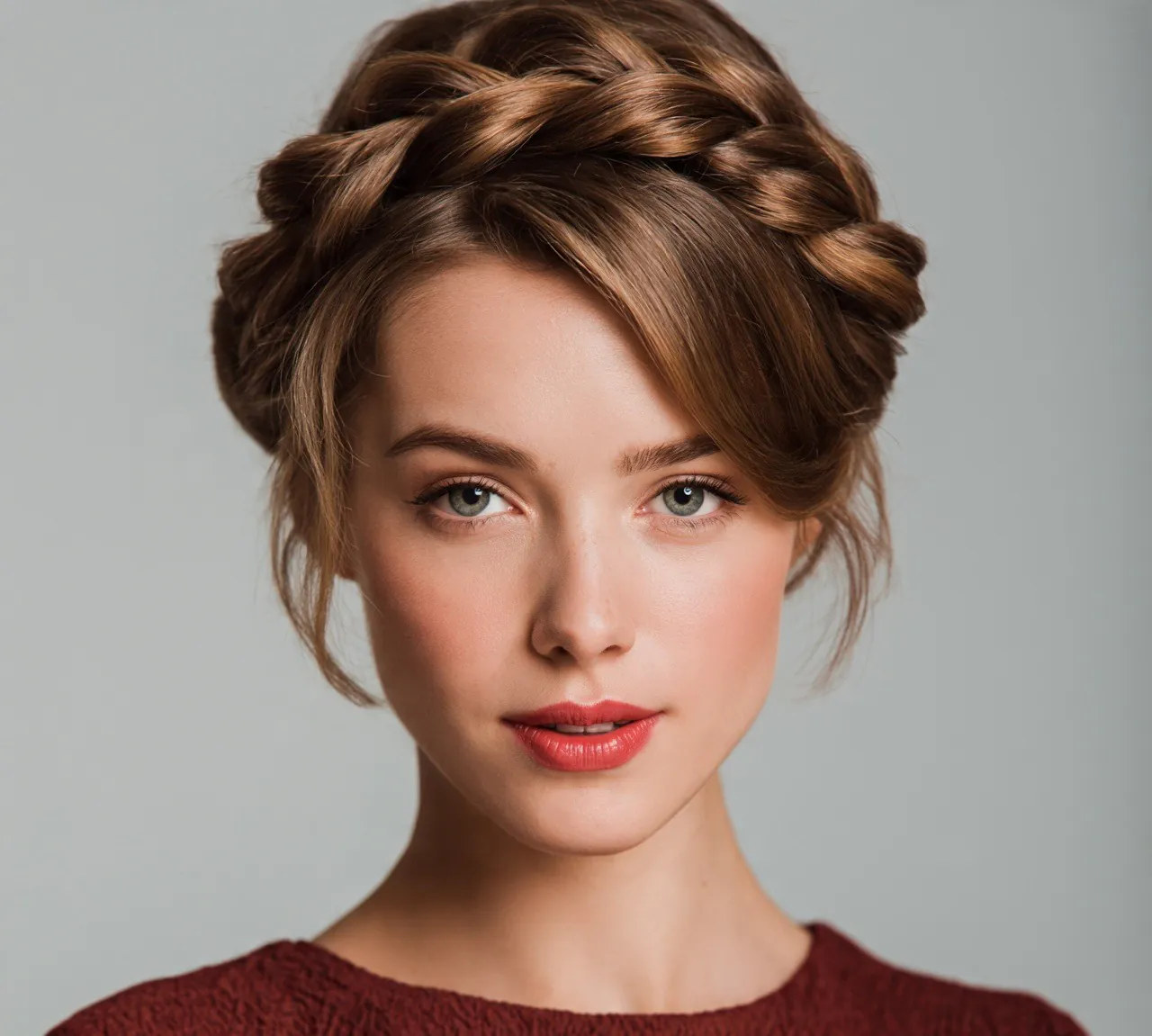 1. Twisted Crown Updo Hairstyles For Short Hair