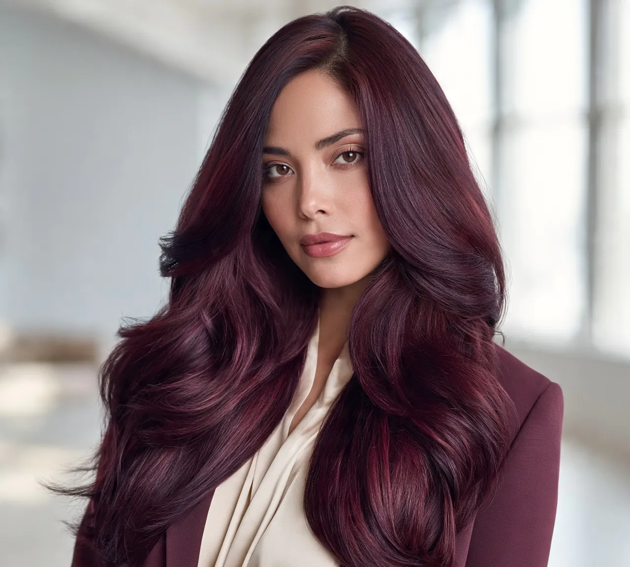 14 Trendy Burgundy Hair Color Ideas for Every Skin Tone 14 13. Burgundy Root Smudge Hair Color