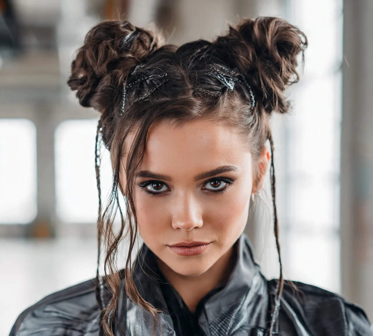 13. Punk Inspired Space Buns Hairstyles