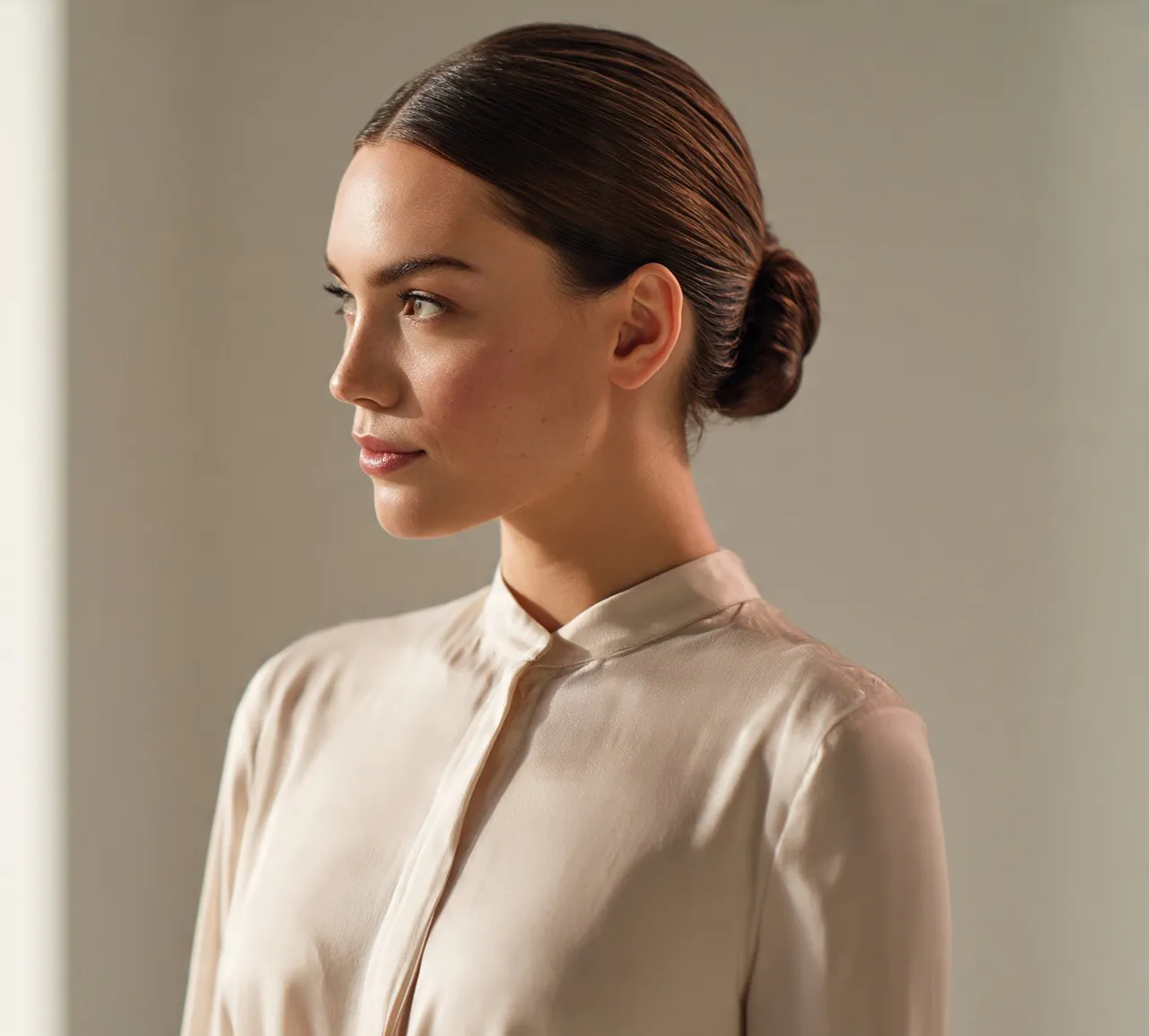 2. Low Sleek Bun Quick Hairstyle for Long Hair
