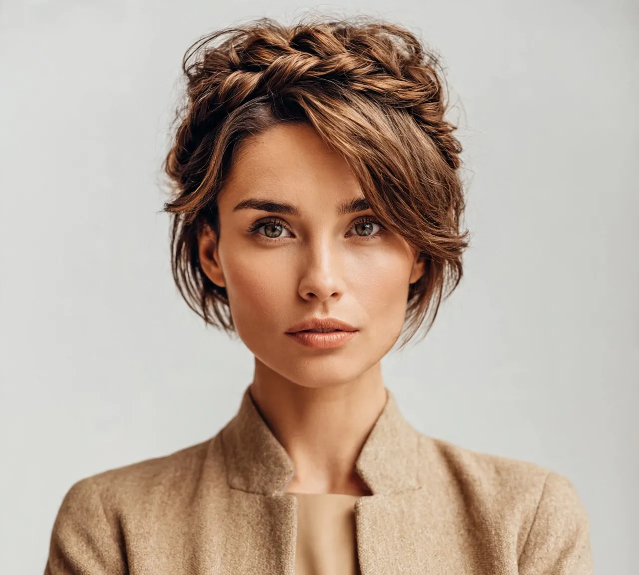 3. Braided Headband Updo Hairstyles For Short Hair
