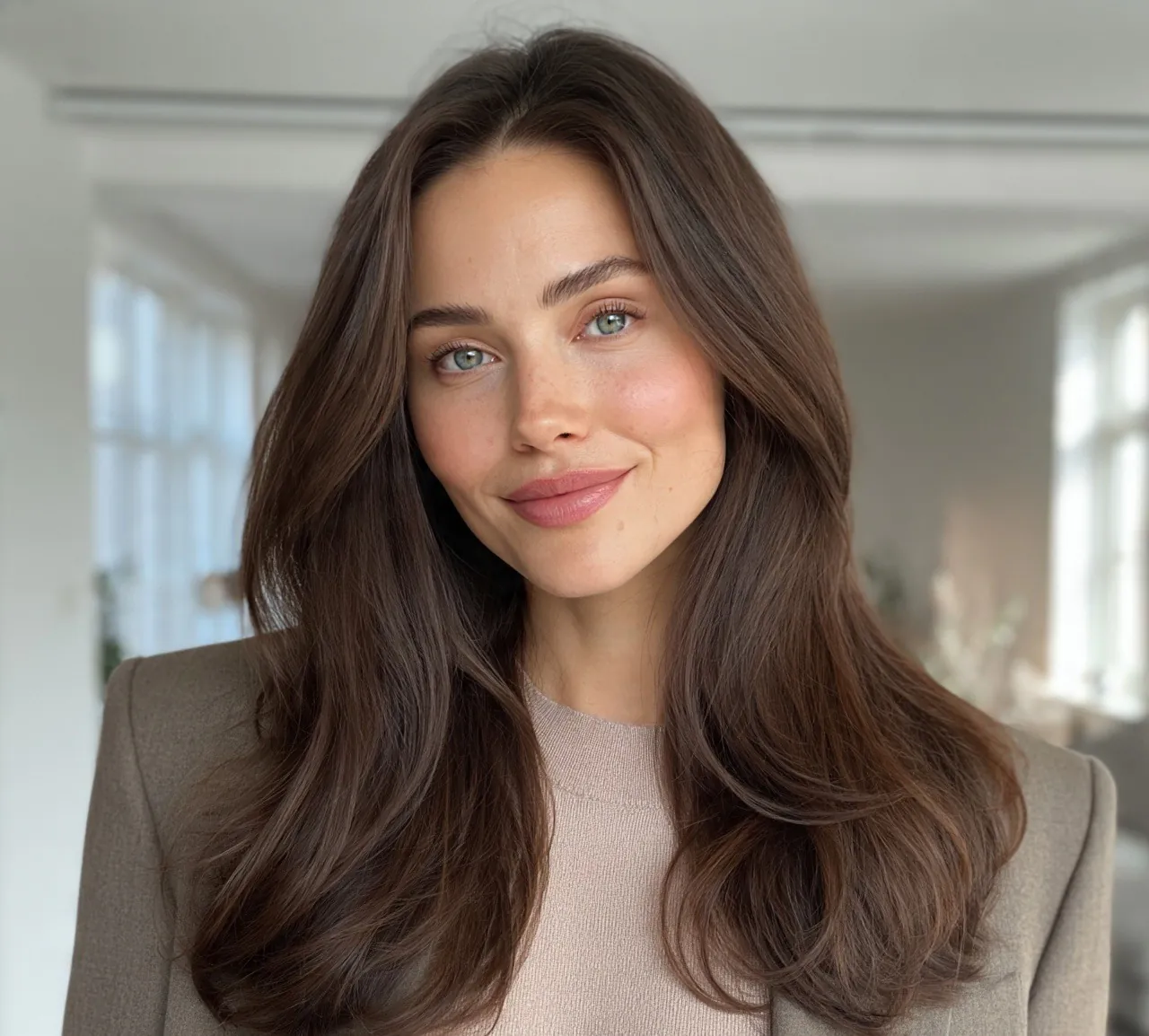 7. Neutral Dark Brown for a Natural Finish Hair Color