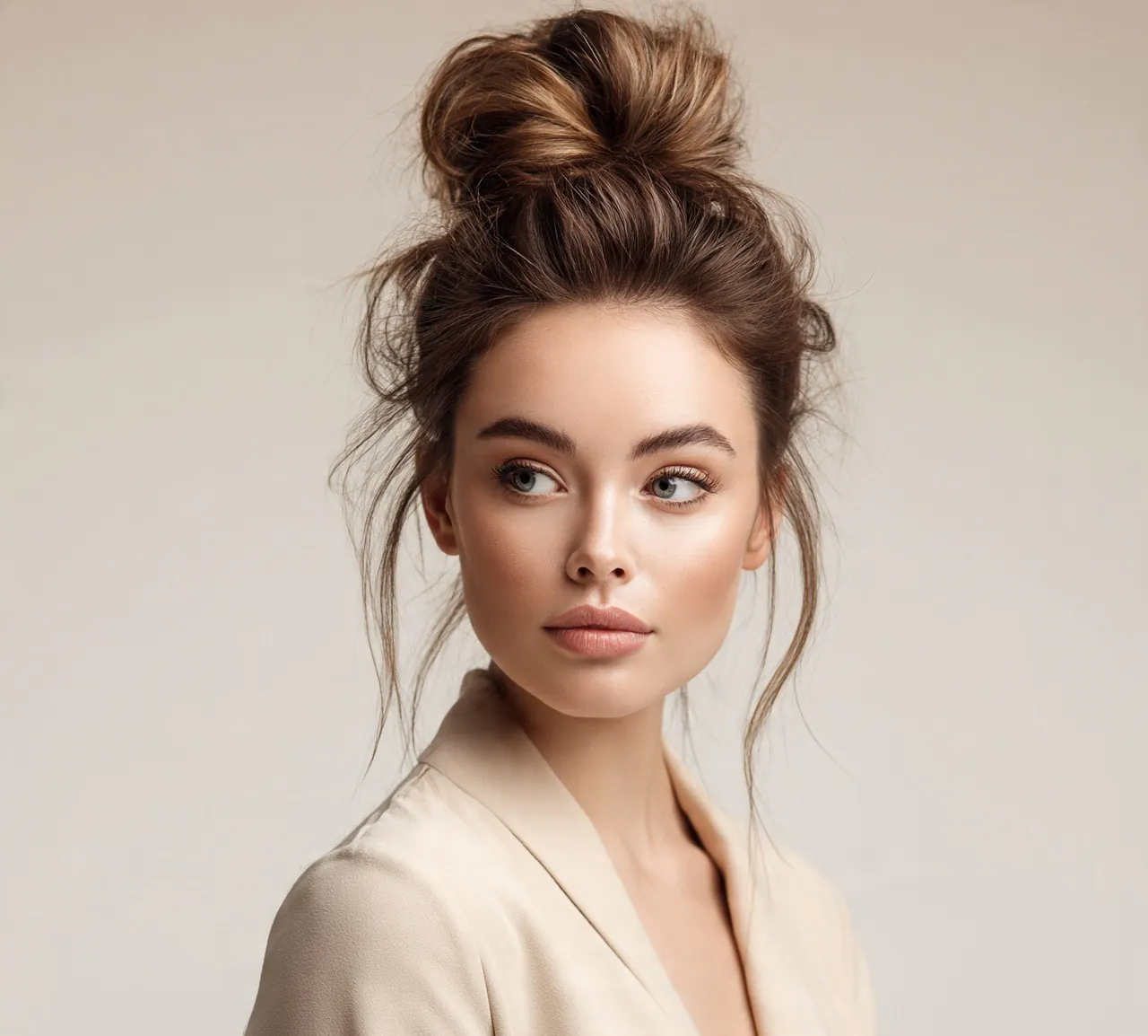 7. Voluminous Top Knot Up Hairstyle For Long Hair