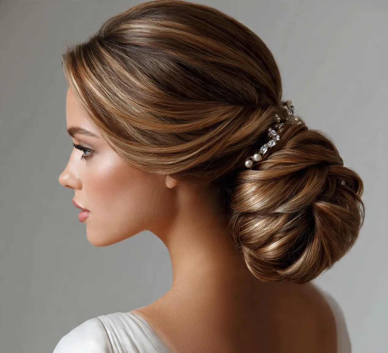 15 Bun Hairstyles for Long Hair: Trending Ideas Worth Pinning 9 8. Bridal Bun with Accessories For Long Hair