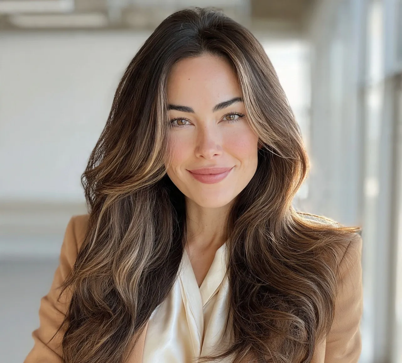 8. Dark Brunette with Face Framing Highlights Hair Color
