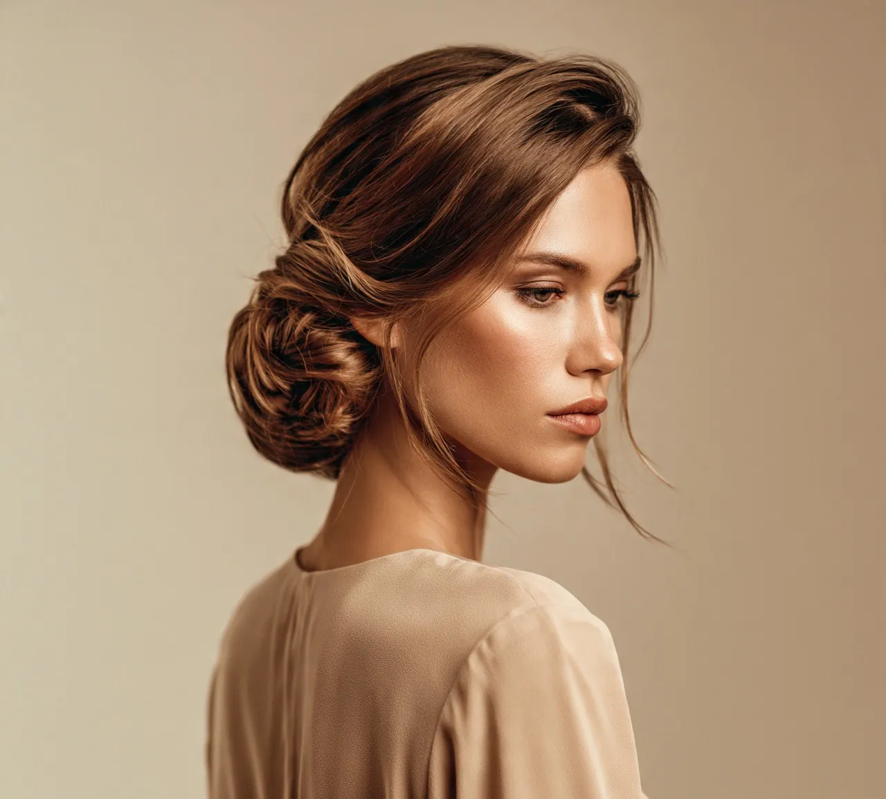 8. Low Side Bun Up Hairstyle For Long Hair