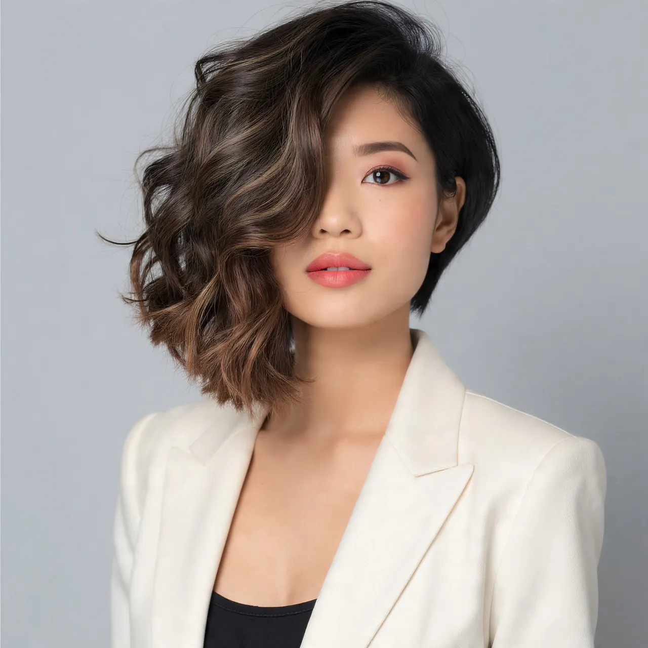 Asymmetrical Wavy Bob