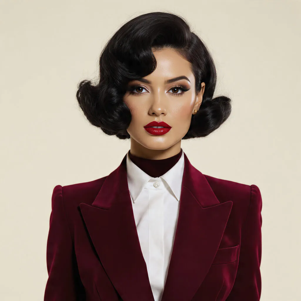 Black Bob with Pin Up Curls