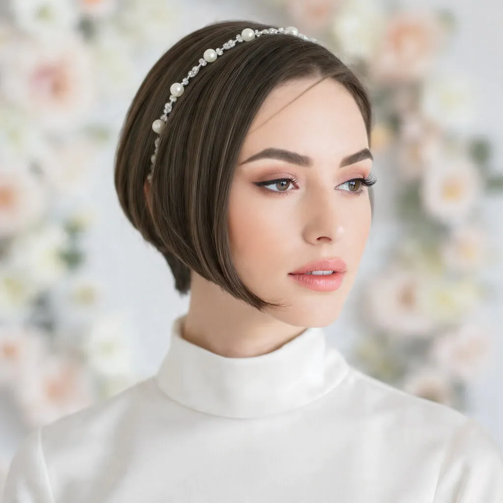 Bob with Bridal Headband Hairstyle