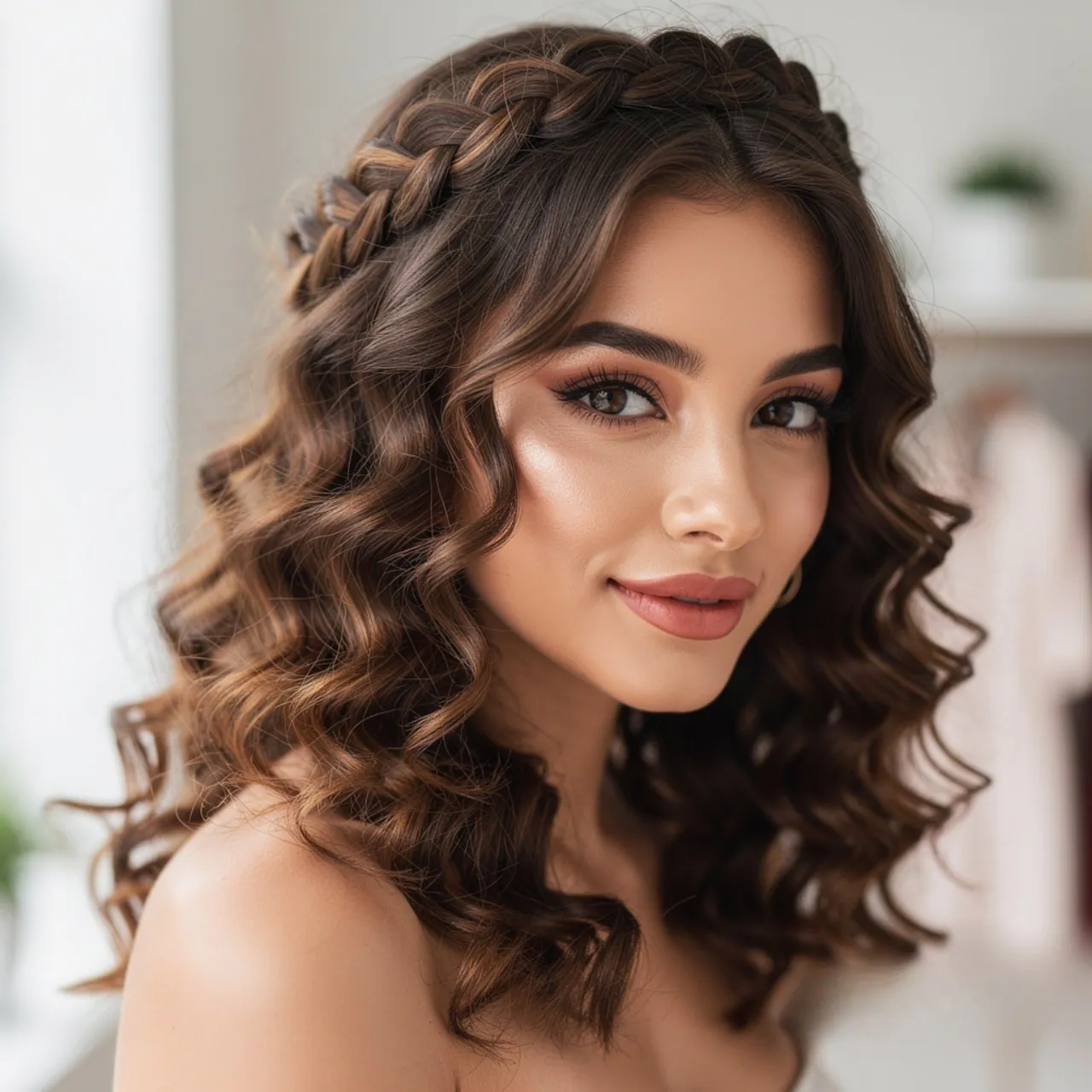 Braided Curly Crown Easy Hairstyle