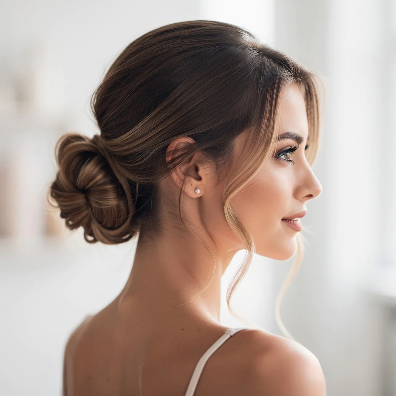 17 Trending Easy Updo Hairstyles for Effortless Elegant Looks 2 Classic Low Bun Updo Hairstyle