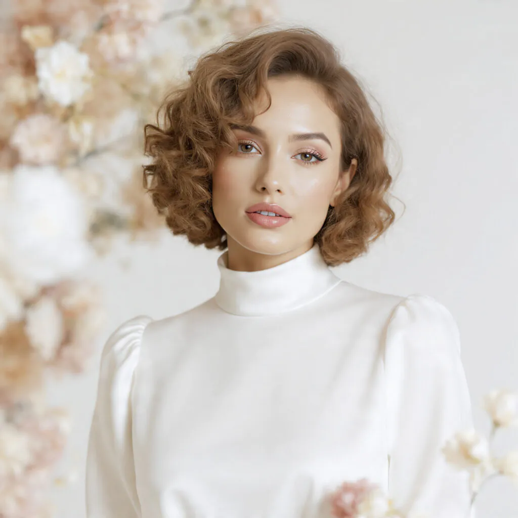 Curly Bob for Natural Texture Brides Hairstyle