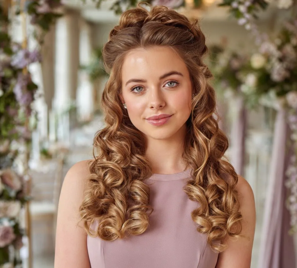 Curly Half Up with Volume