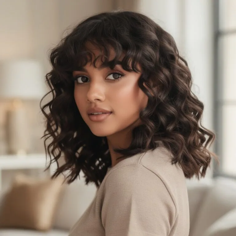 curly hairstyles with bangs