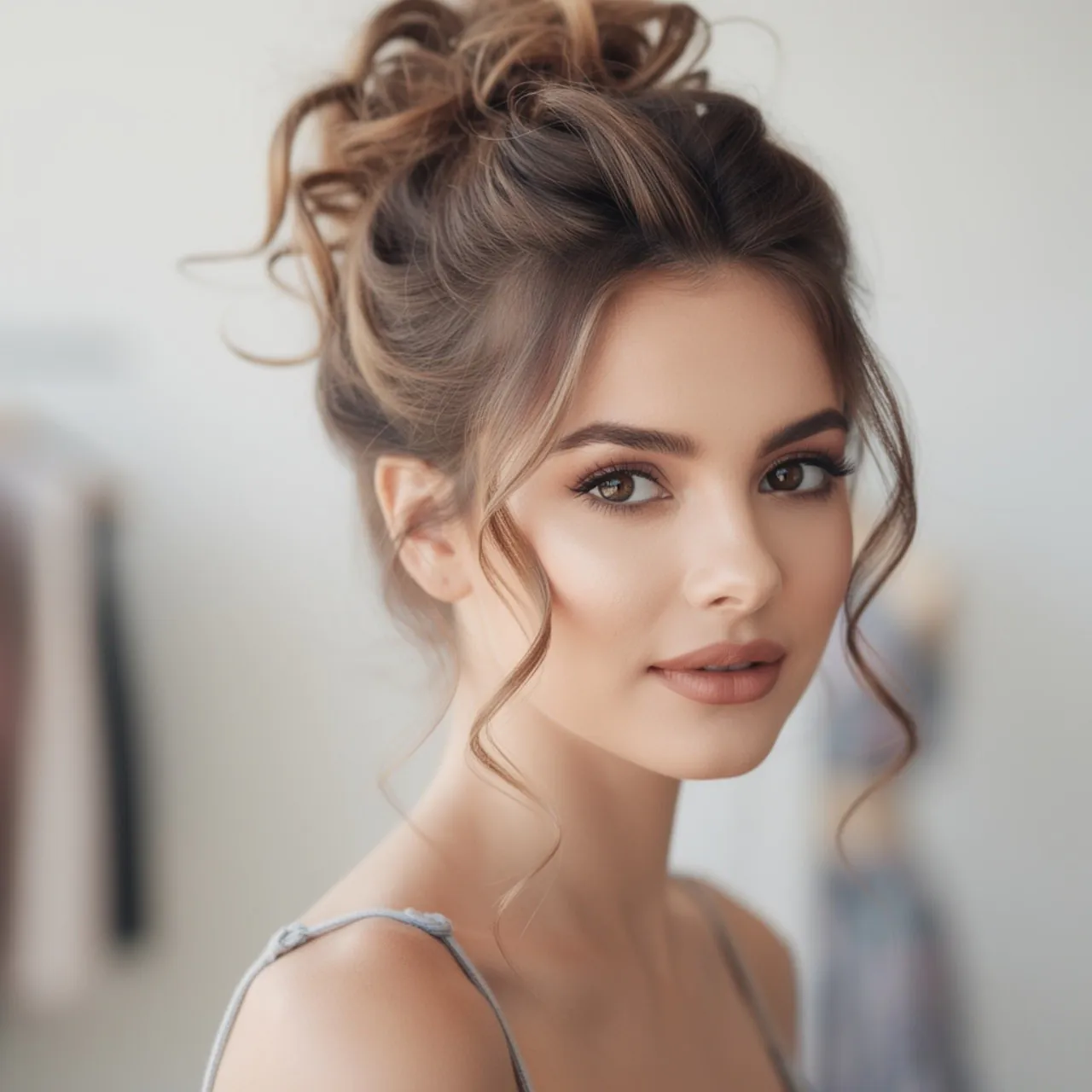 Curly Messy Bun Easy Hairstyle