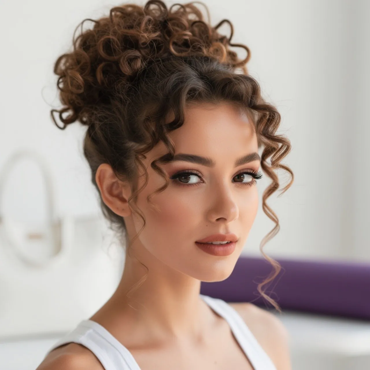 Curly Pineapple Updo Easy Hairstyle