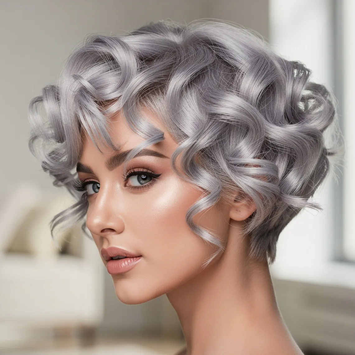 Curly Pixie for Mature Hair