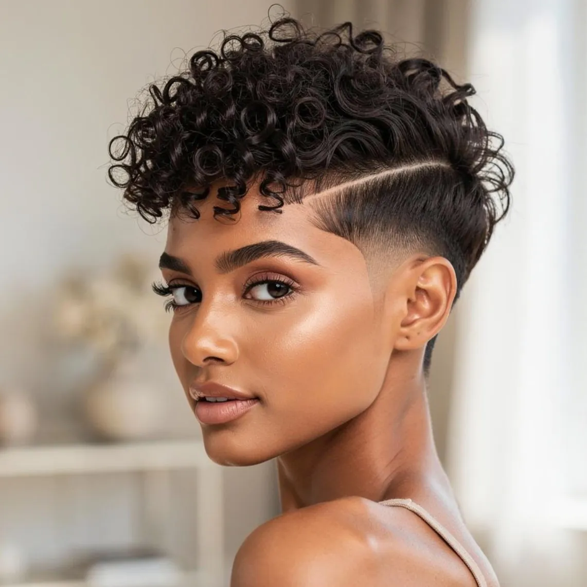 Curly Pixie with Defined Edges