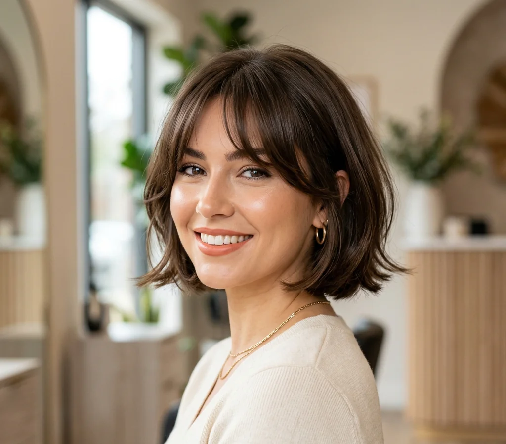 Curtain Bangs with Short Bob