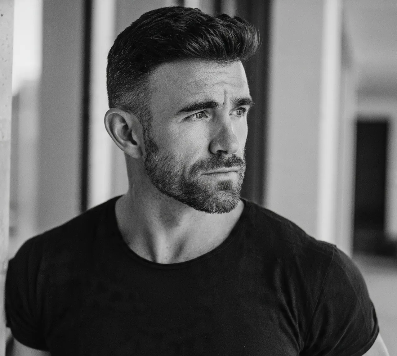 Disconnected Undercut with Beard For Men