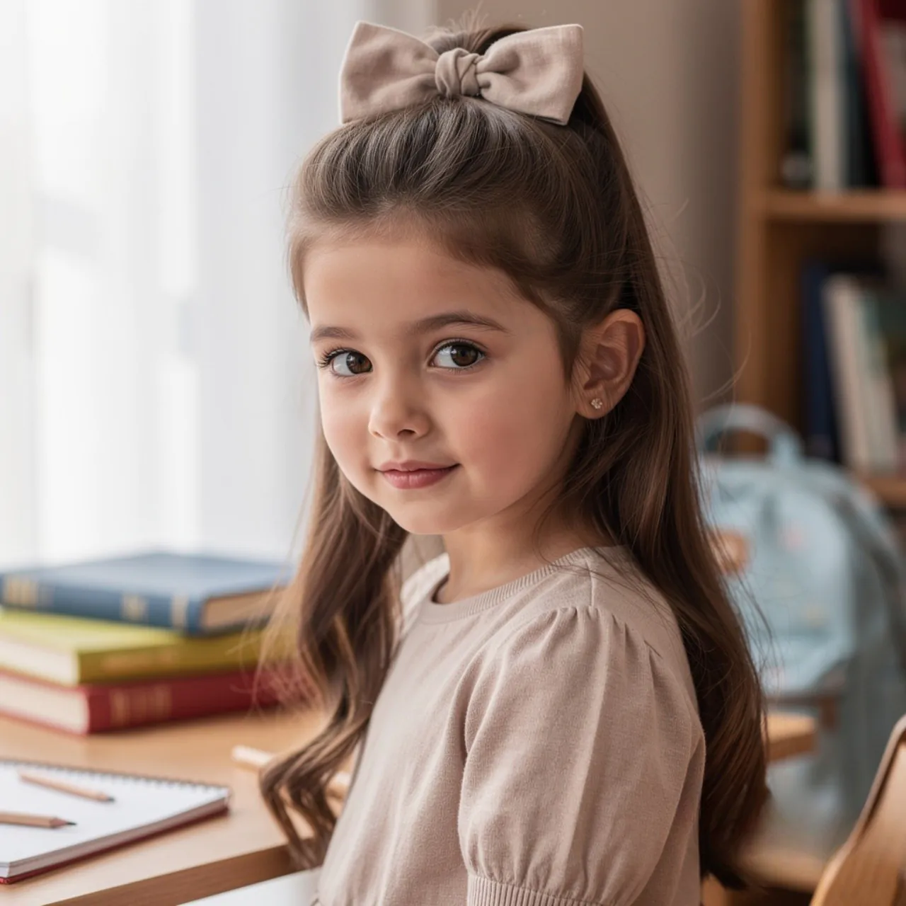 Half Up Bow Style Little Girl Hairstyle
