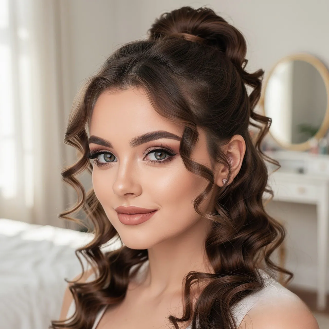 Half Up Curly Style Easy Hairstyle