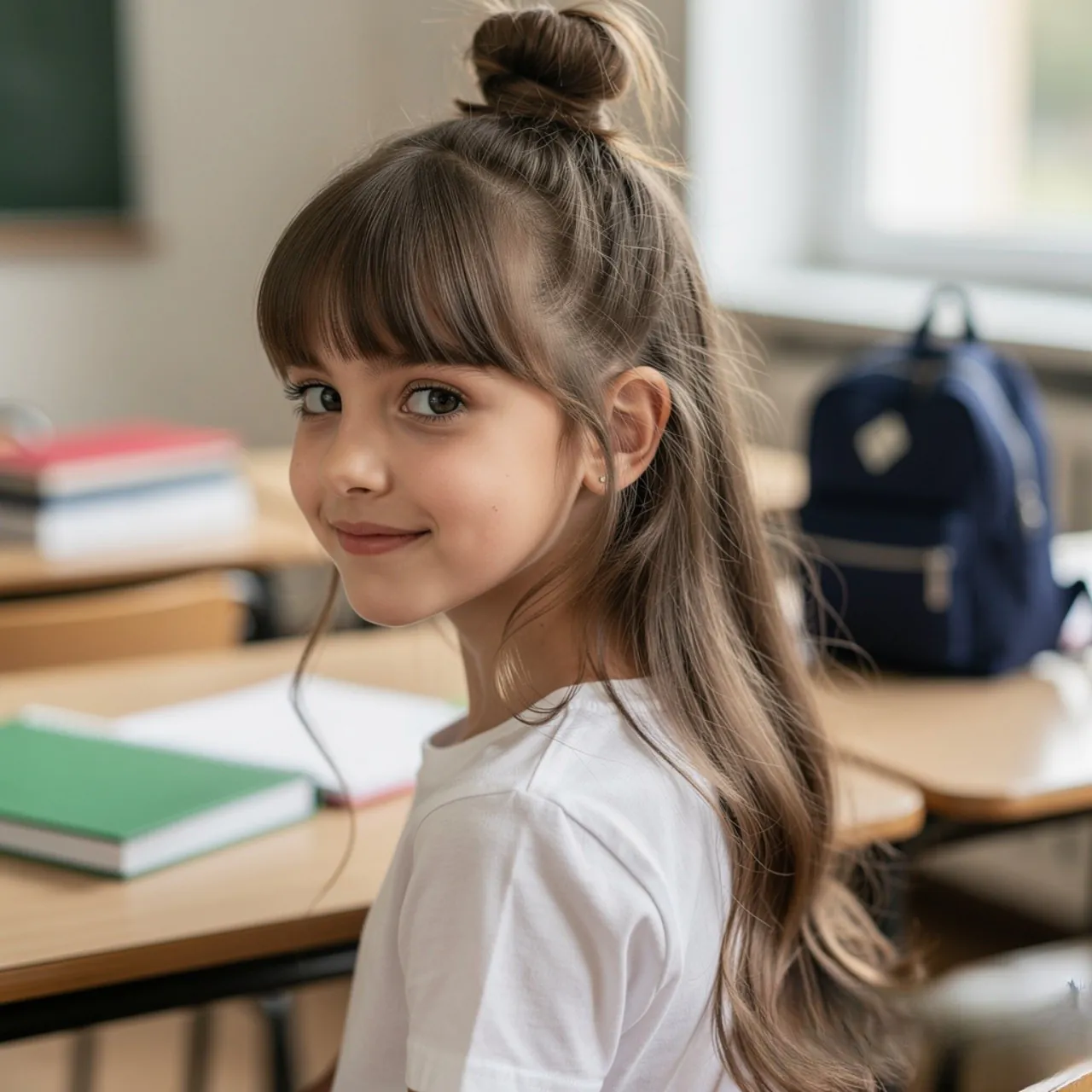 13 Trending Easy School Hairstyles for Busy Mornings 12 Half Up Top Knot Easy School Hairstyle 1