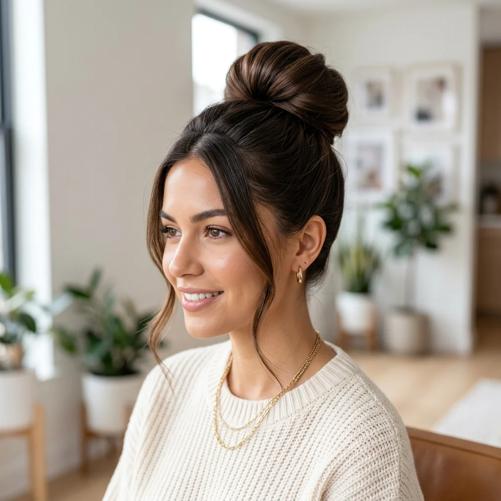 17 Trending Easy Updo Hairstyles for Effortless Elegant Looks 4 High Bun Updo Hairstyle