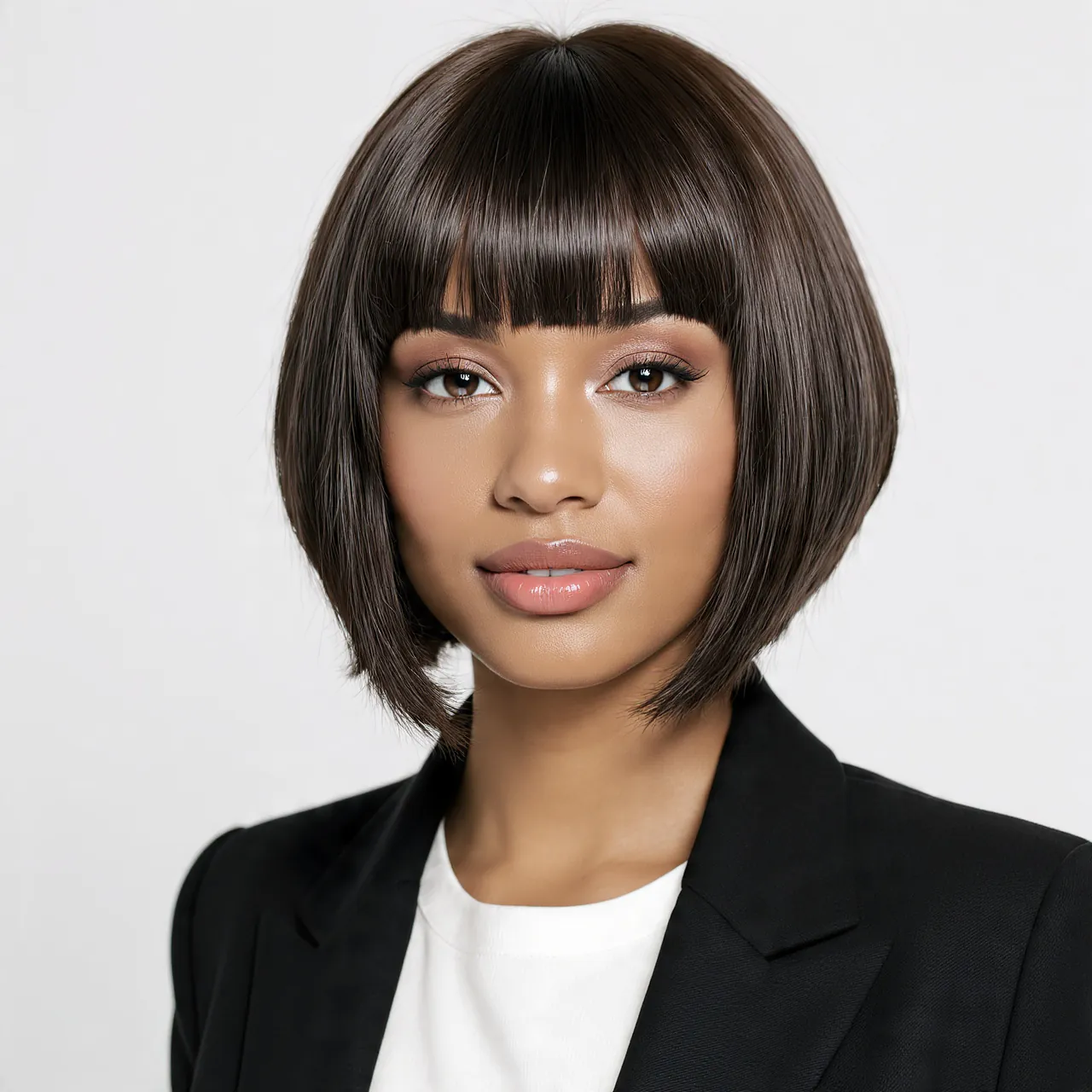 Inverted Bob Hairstyles: 16 Stunning Cuts to Inspire Your Next Salon Visit 16 Inverted Bob with Bangs Blunt Fringe