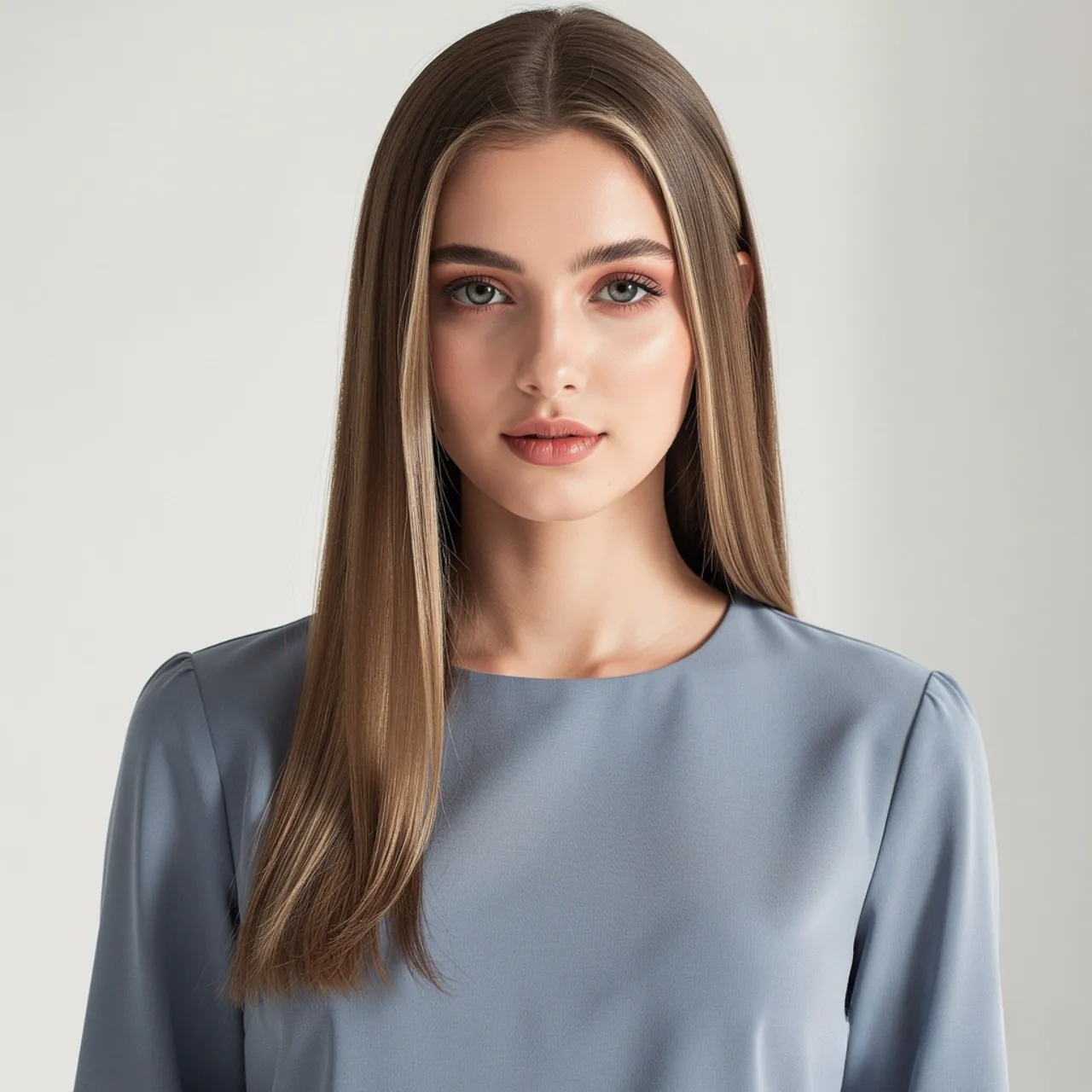 Long Straight Hair with Babylights