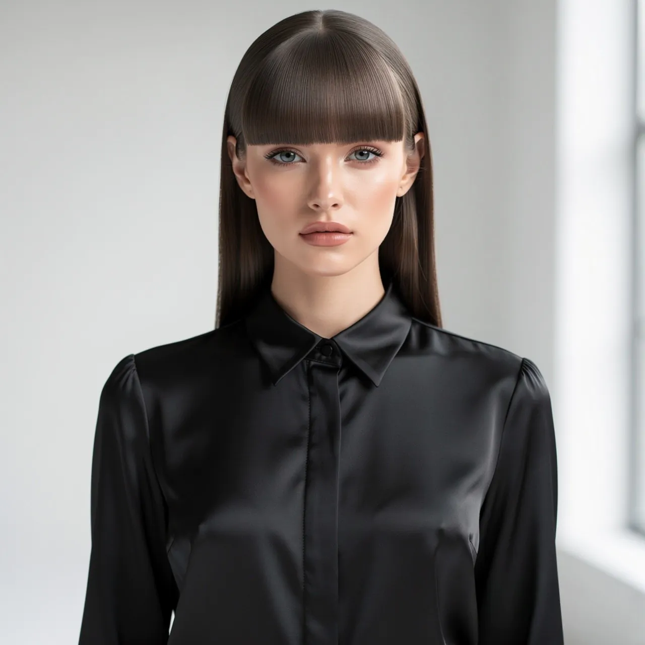 Long Straight Hair with Blunt Cut