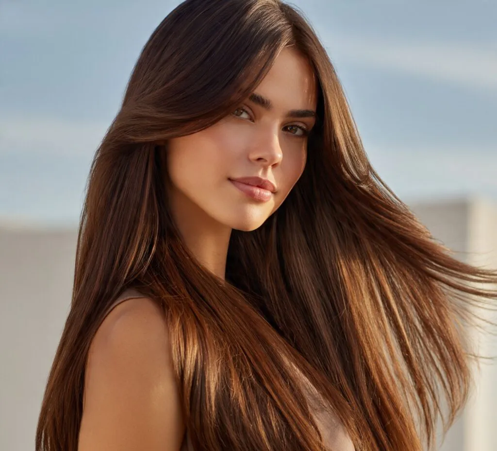 Long Straight Hair with Face Framing Layers