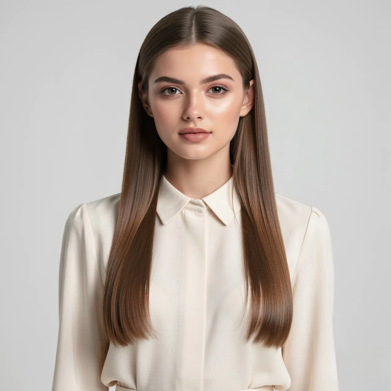 Long Straight Hair with a Middle Part