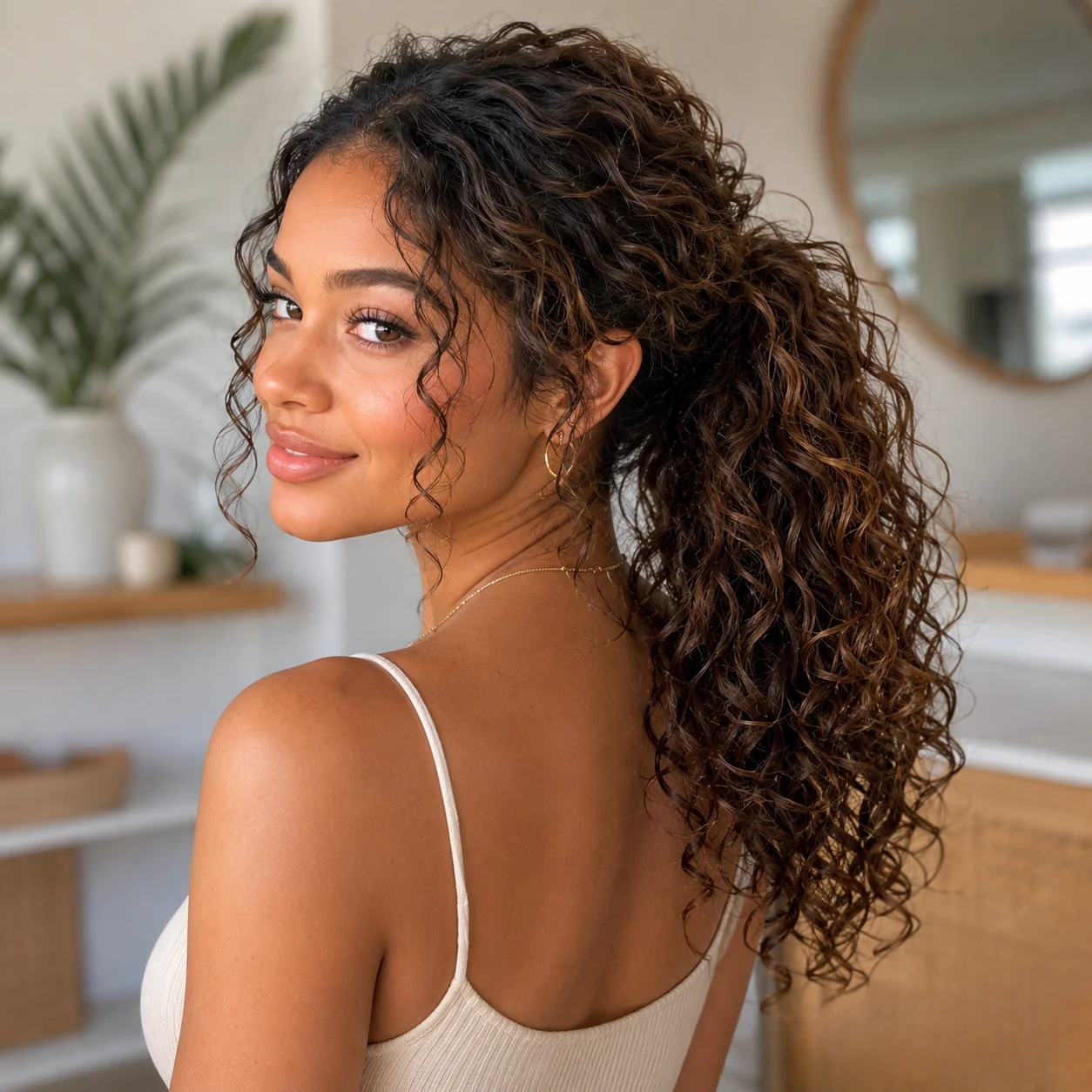 Loose Curly Ponytail Easy Hairstyle