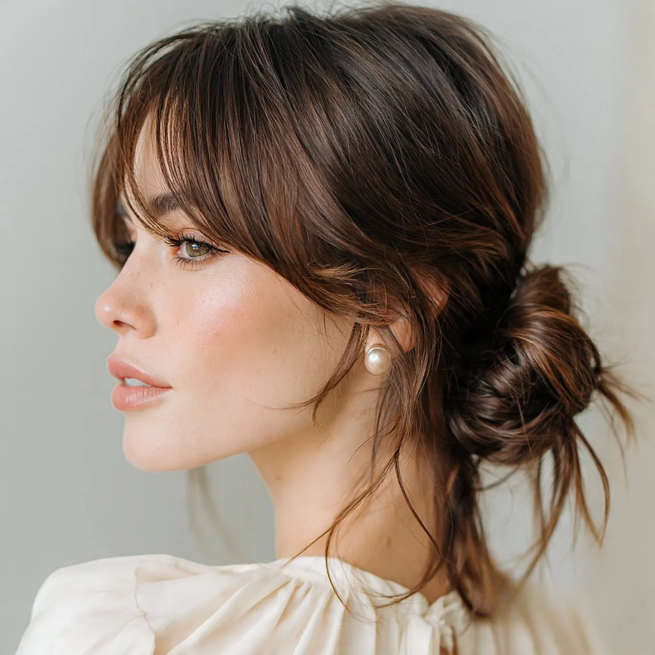 Low Messy Bun For Medium Hair