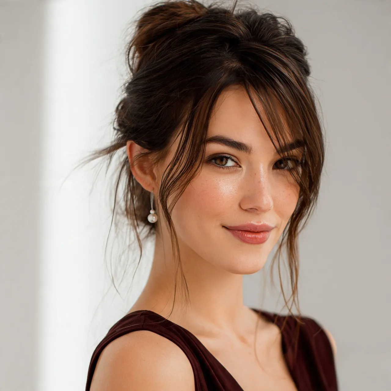 Low Messy Bun with Face Framing Pieces Cute Easy Hairstyle