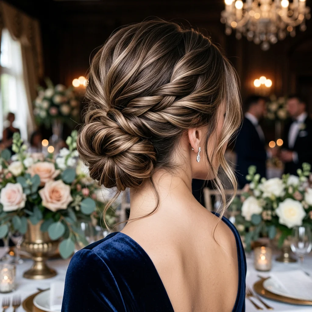 17 Trending Easy Updo Hairstyles for Effortless Elegant Looks 12 Low Twisted Bun Updo Hairstyle