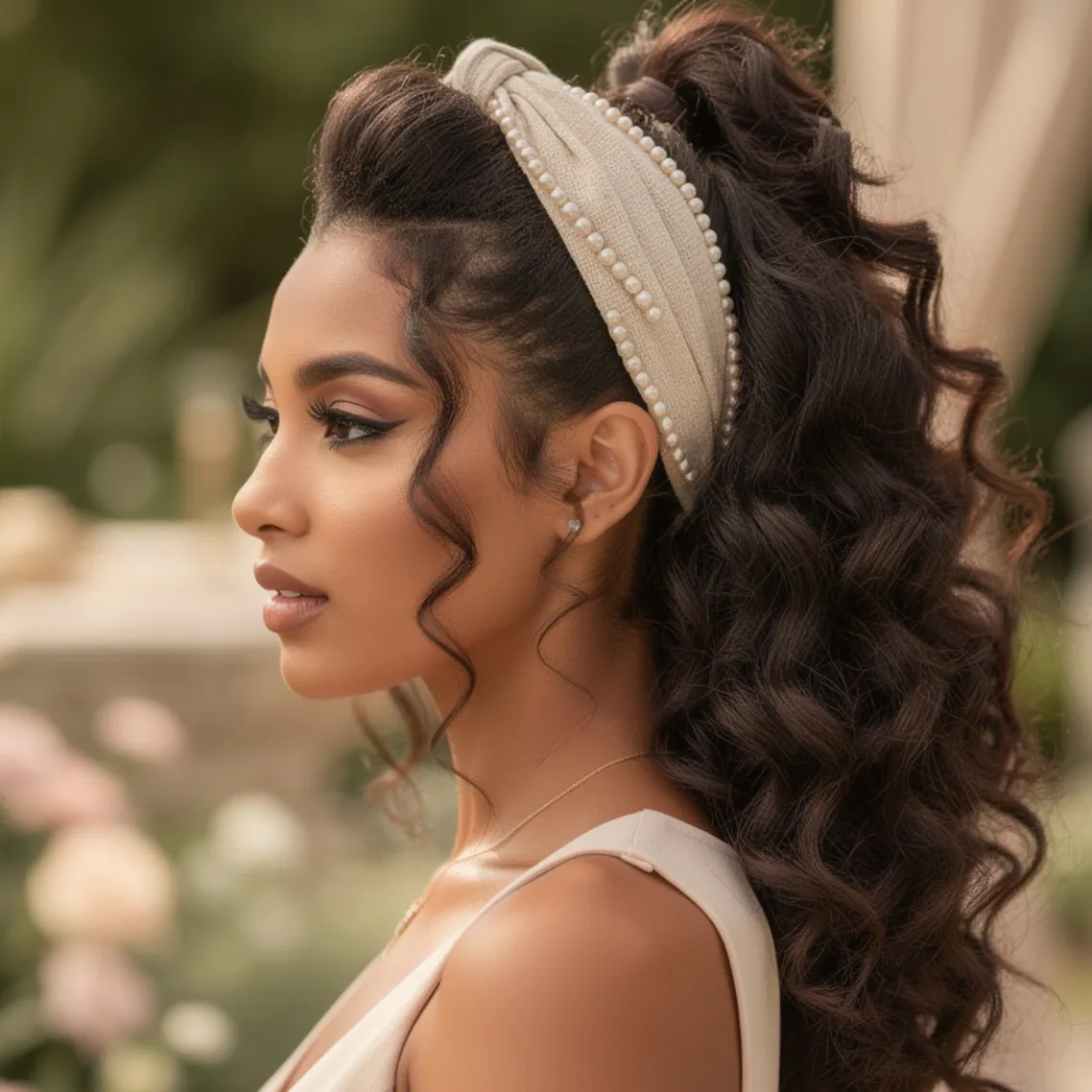 Natural Curly Half Up with Headband